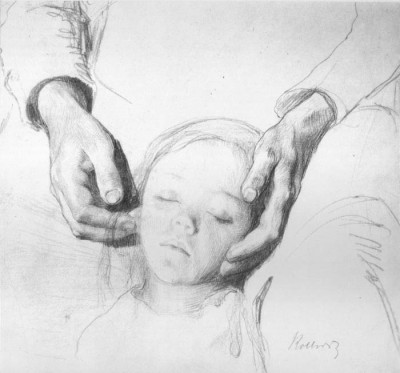 Голова ребёнка на руках матери. 1900