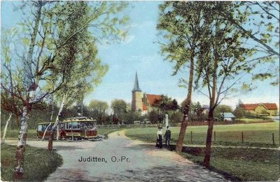 Juditten Strassenbahn Tram 1913 gel.jpg