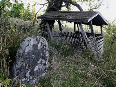 место очень заросшее,заболочено,давно никто не ходил.Хотел найти камень рядом,но нездоровилось,пришлось уезжать