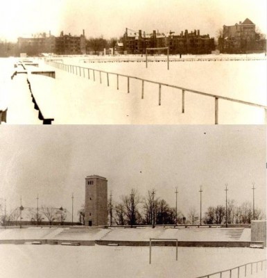 Западная и Южная трибуны соответственно, 1955год