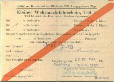Kleiner Wehrmachtsfahrschein Insterburg - Gumbinnen 44.jpg
