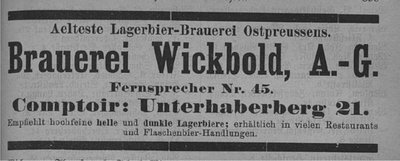 Brauerei Wickbold, A.G.