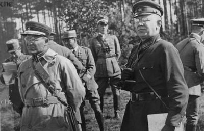 6.-8. September 1928. Manöver der 1. Division an den Masuren in Ostpreußen. Militärattachés - Oberst Kazys Skripa aus Litauen und August Kork von der russischen Botschaft in Berlin.