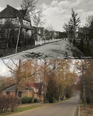 Замковая аллея, ок. 1940 года и ул. Зелёная 2015 год..jpg