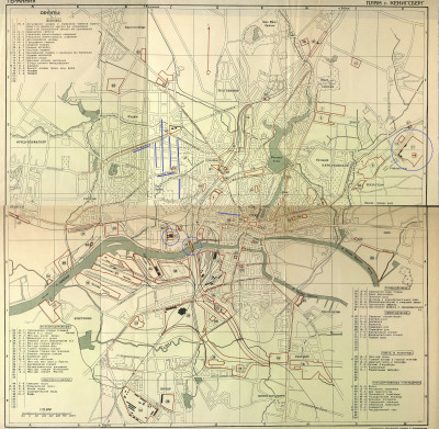 План Кенигсберга с местами нанесения бомбовых ударов 23.06.1941г.