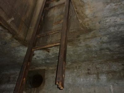 родная деревянная лестница,ведет  внутрь хранилища,сгнила порядочно
