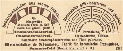 Fabrik Keramik Henschke & Niemer Sommerfeld Baugewerbe 1906 Reklame.jpg
